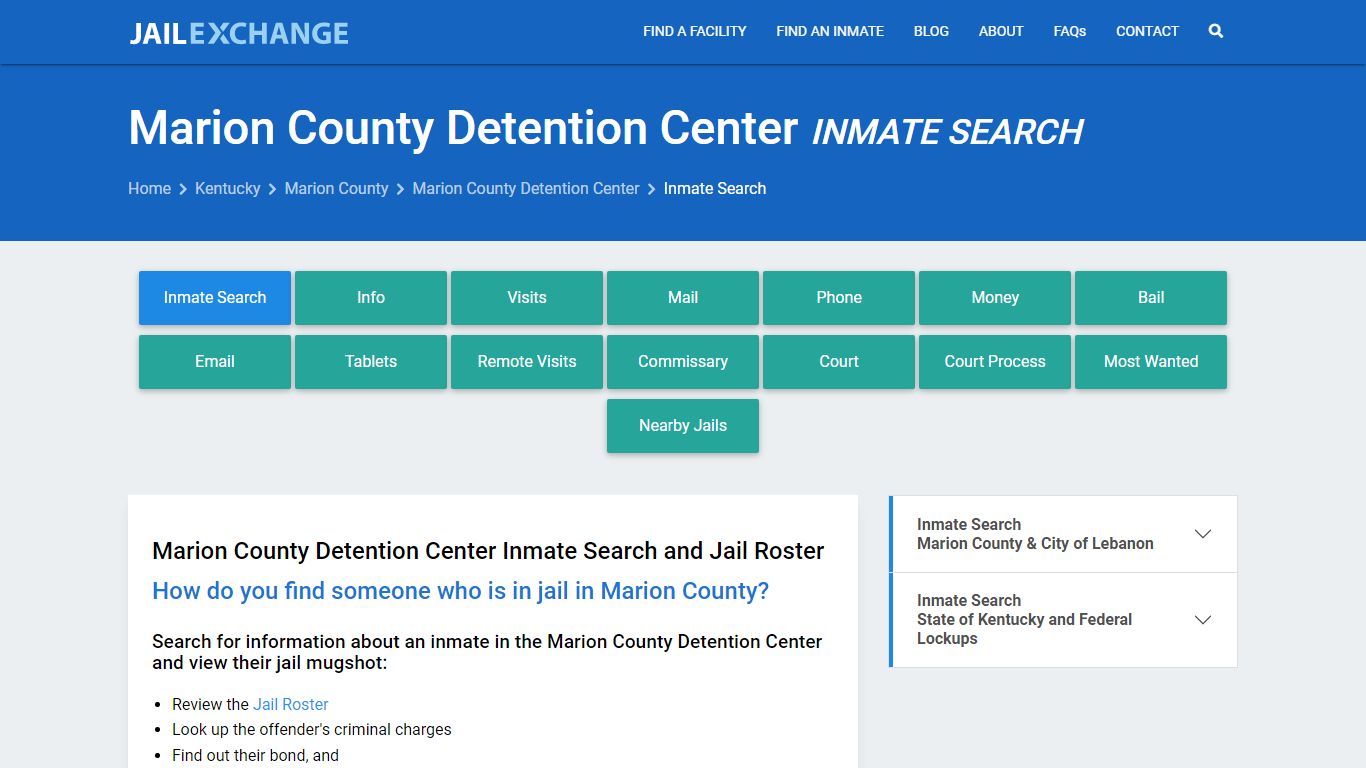 Marion County Detention Center Inmate Search - Jail Exchange